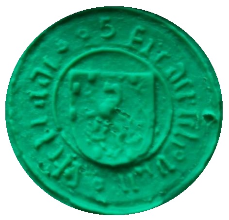 mittelalterliches Petschaft mit steigendem Löwen im Wappen (Nassau), Abdruck in Knete