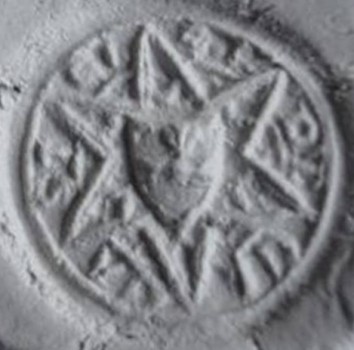 Abdruck, mittelalterliches Petschaft mit Wappen im Stern